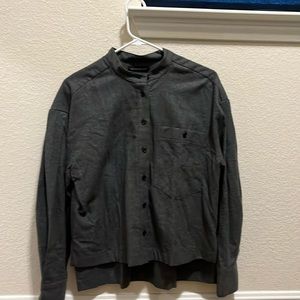 Women’s grey button up blouse, banana republic